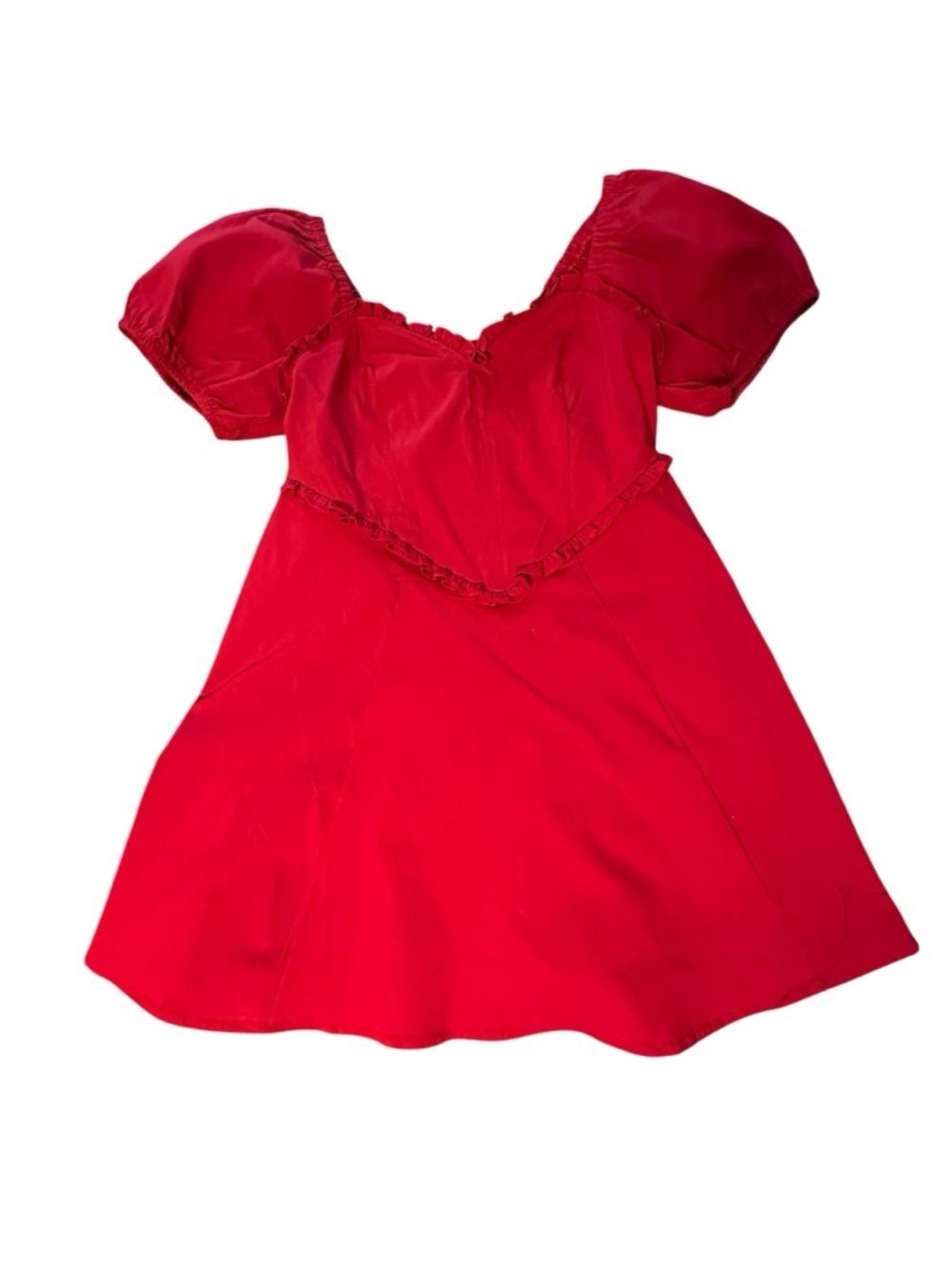 Torrid Red Dress Size 0 Puff Sleeve Sweetheart Neck Fit & Flare